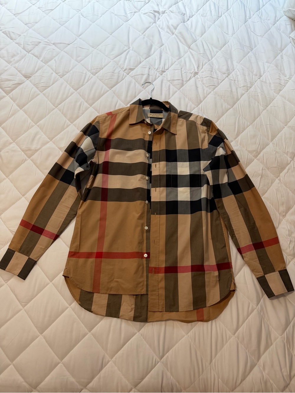 Burberry Tan Plaid Long-Sleeve Button-Up Shirt